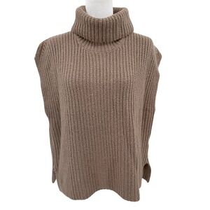 Splendid x Cella Jane Blog‎ Taupe Ribbed Knit Turtleneck Sleeveless Sweater Vest